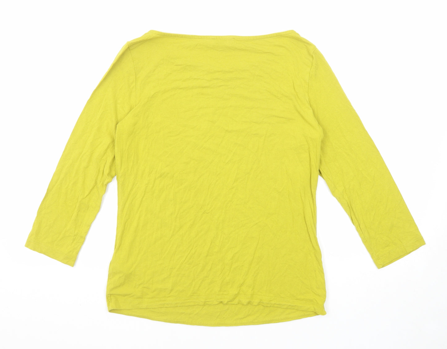 Hobbs Womens Yellow Viscose Basic T-Shirt Size M Boat Neck