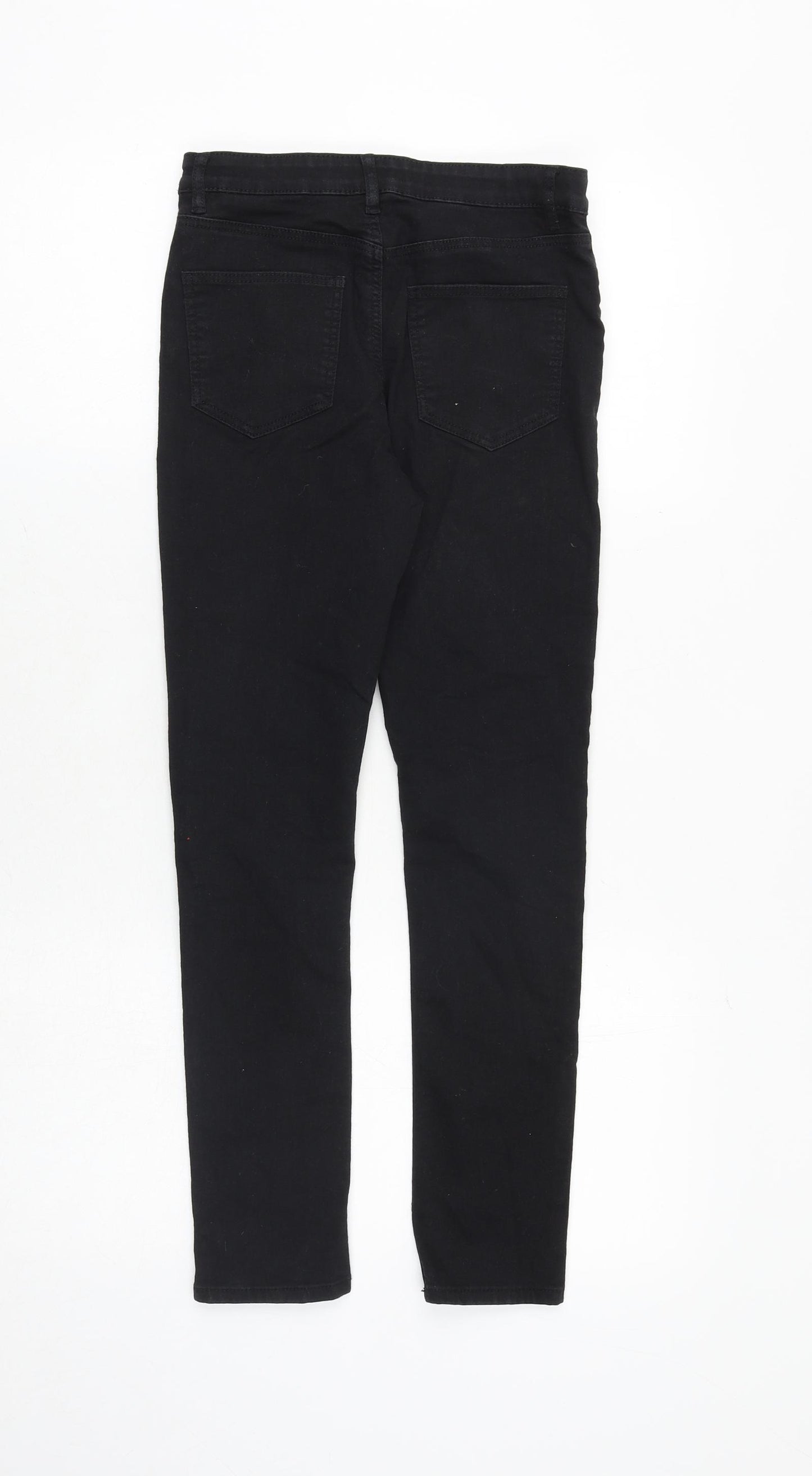 H&M Girls Black Cotton Skinny Jeans Size 10-11 Years Regular Zip