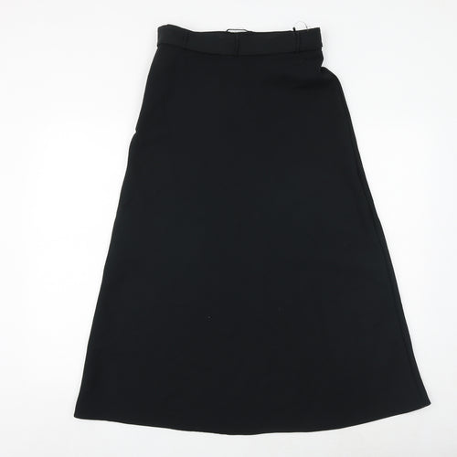 Marks and Spencer Womens Black Polyester Swing Skirt Size 8 Buckle - Belt Included