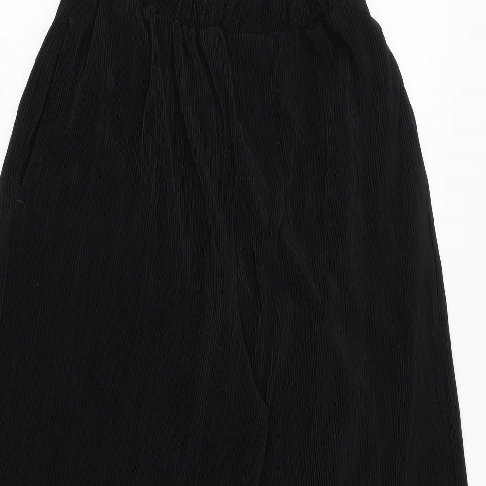 Topshop Womens Black Polyester Trousers Size 10 Regular - Plisse