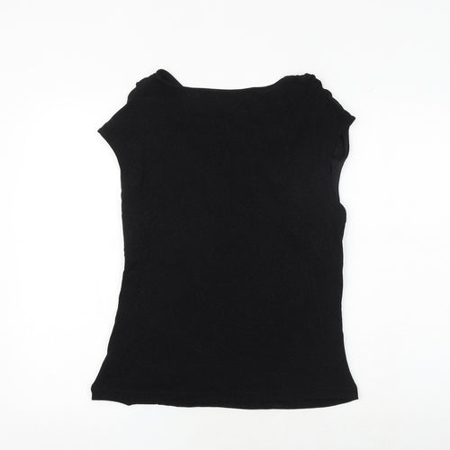 Marks and Spencer Womens Black Polyamide Basic T-Shirt Size 14 V-Neck - Wrap Style