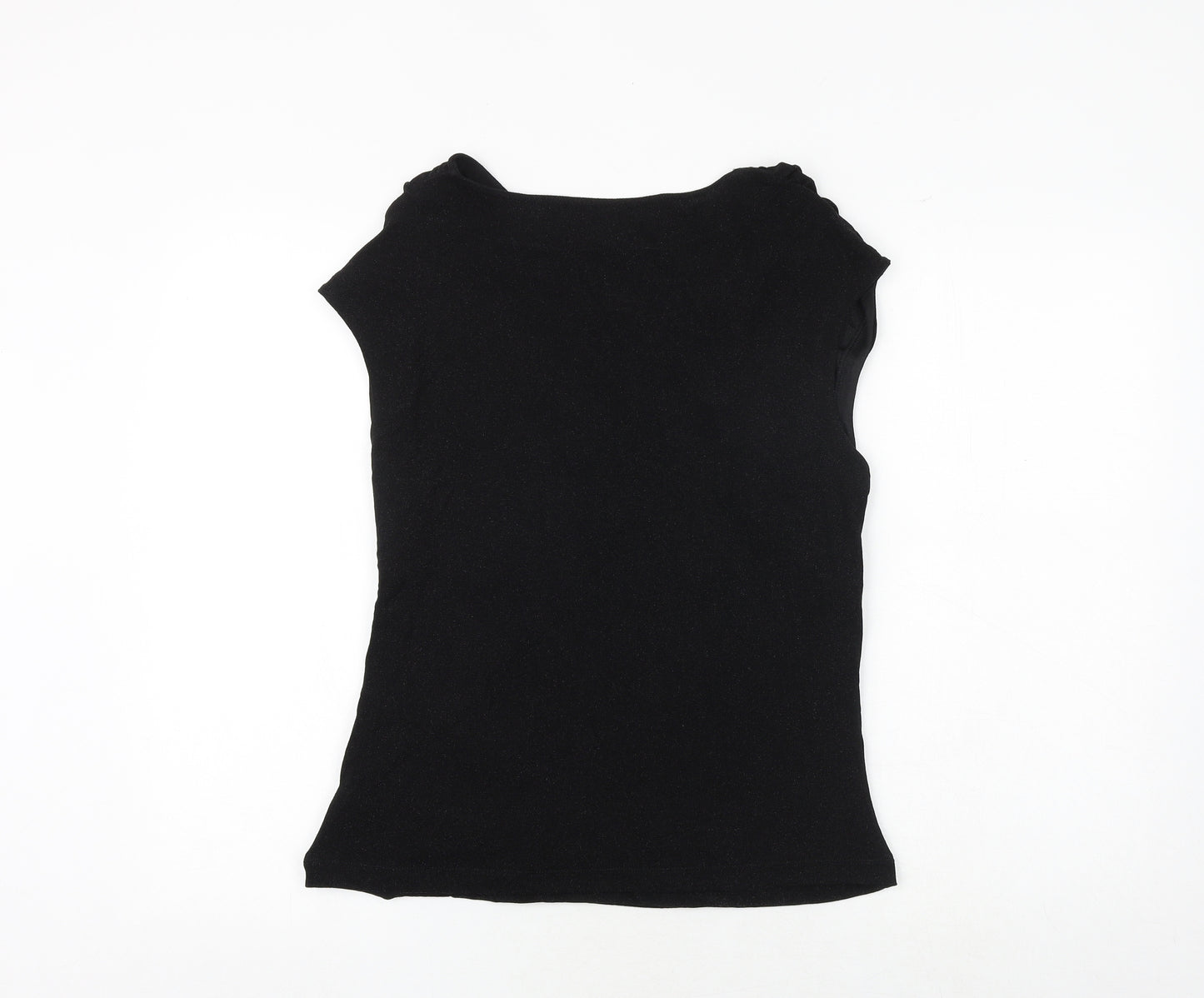 Marks and Spencer Womens Black Polyamide Basic T-Shirt Size 14 V-Neck - Wrap Style