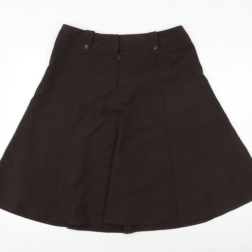 BHS Womens Brown Polyester Swing Skirt Size 16 Zip