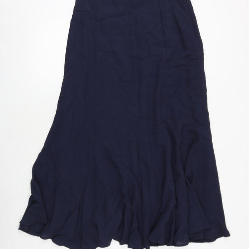 Marks and Spencer Womens Blue Viscose Maxi Skirt Size 14 Zip