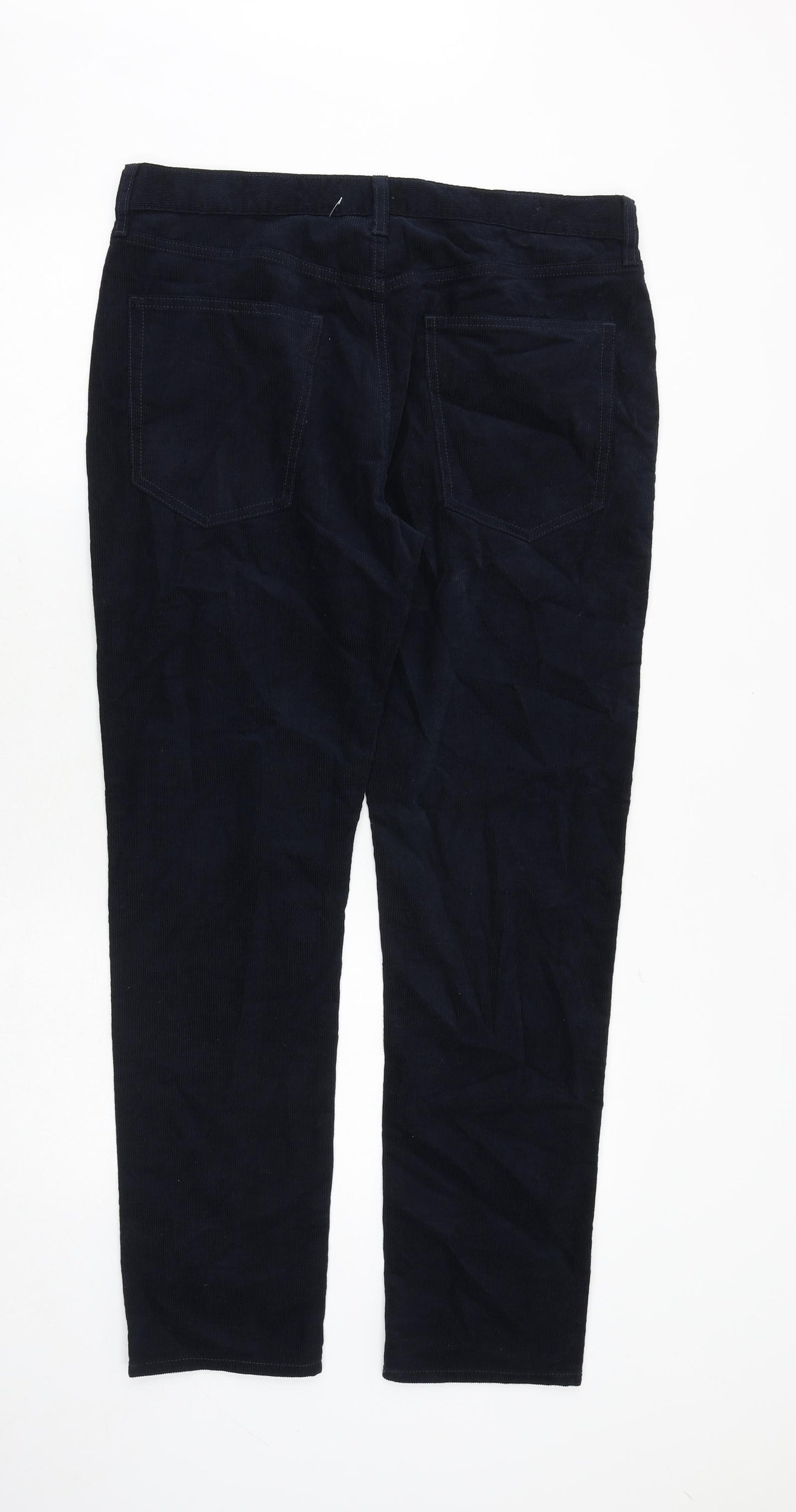 Marks and Spencer Mens Blue Polyester Trousers Size 34 in Regular Zip