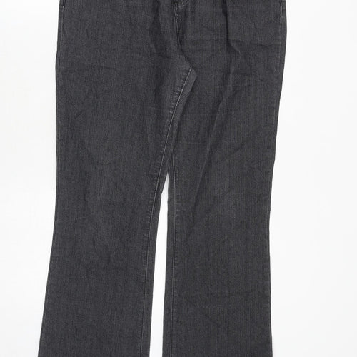 Per Una Womens Grey Cotton Bootcut Jeans Size 14 Regular Zip