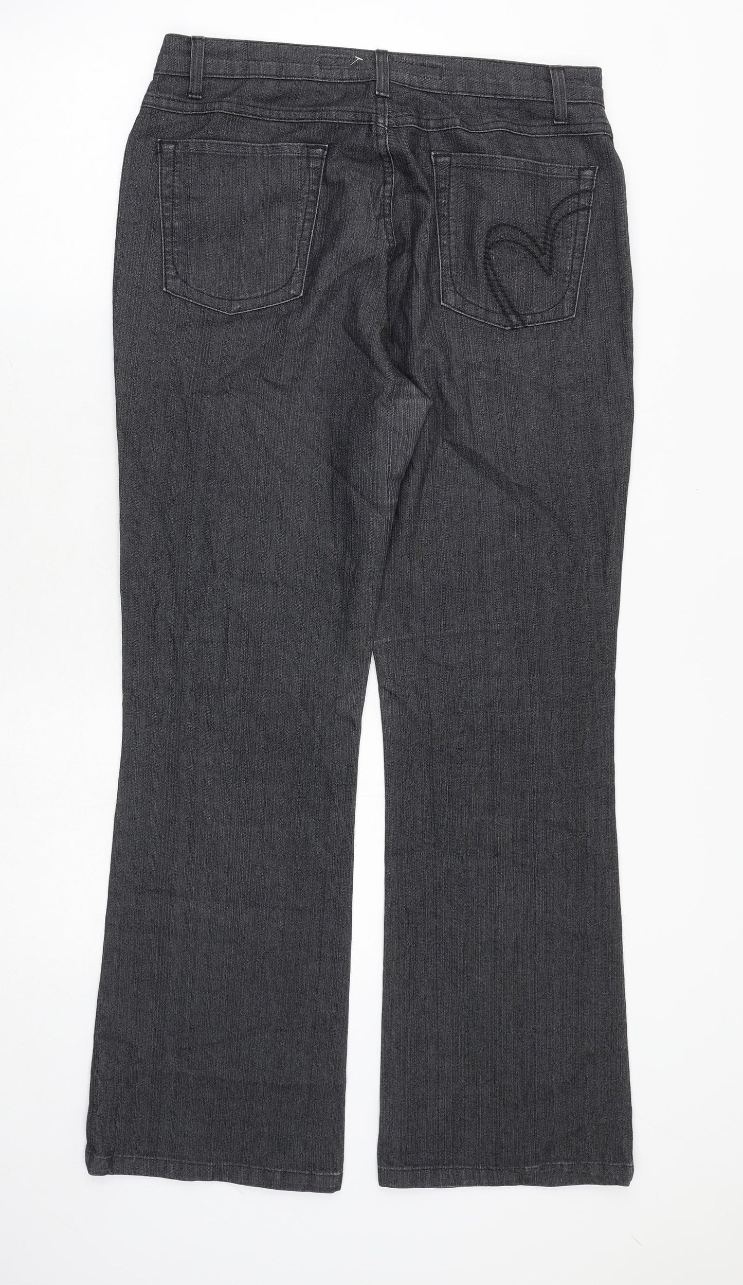 Per Una Womens Grey Cotton Bootcut Jeans Size 14 Regular Zip