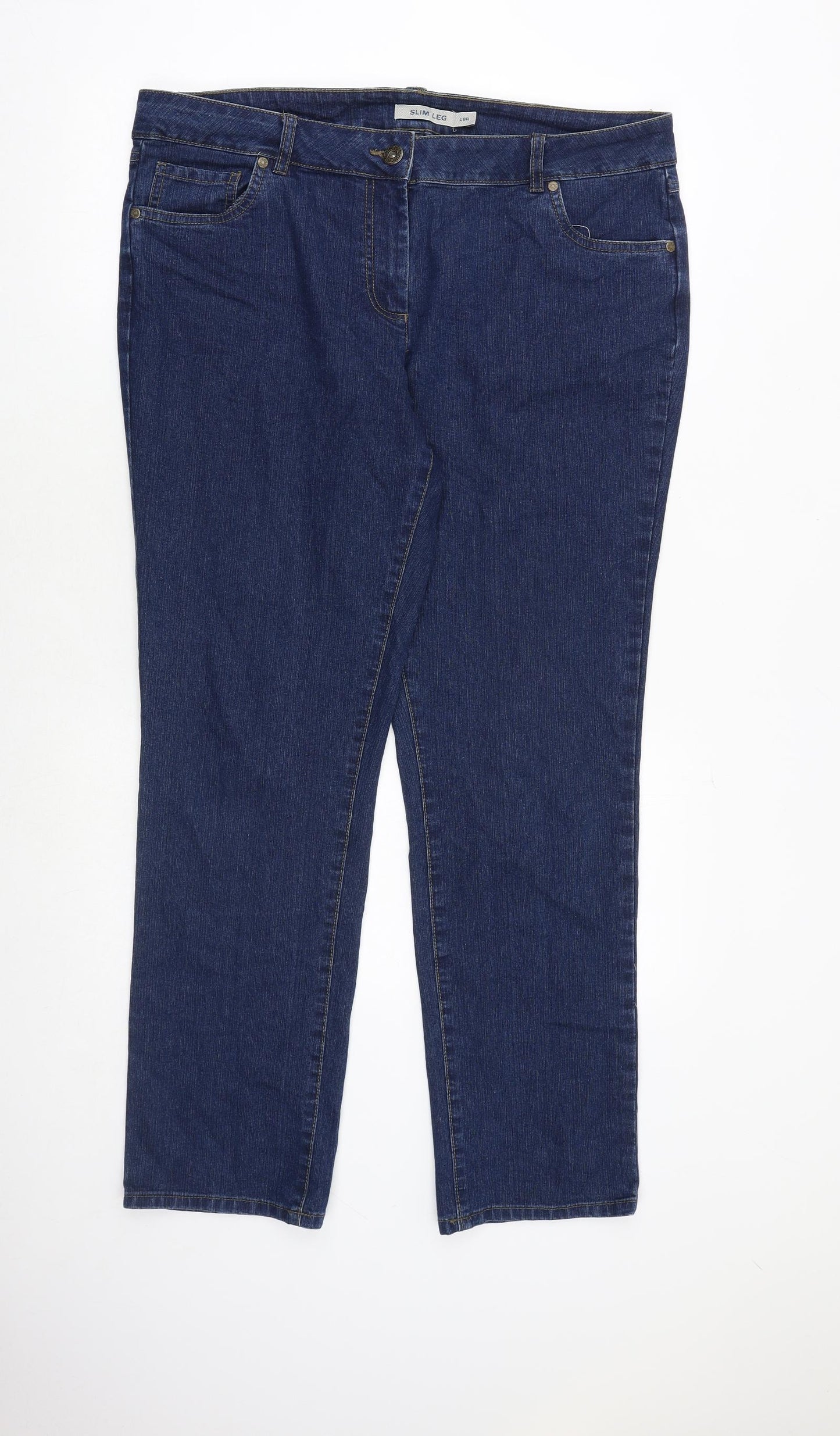 Debenhams Womens Blue Cotton Skinny Jeans Size 18 Slim Zip