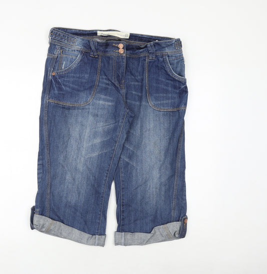 NEXT Womens Blue Cotton Cropped Jeans Size 14 Regular Zip