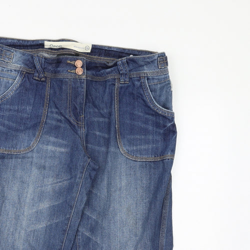 NEXT Womens Blue Cotton Cropped Jeans Size 14 Regular Zip