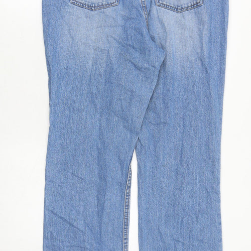 St Johns Bay Womens Blue Cotton Straight Jeans Size 14 Relaxed Zip