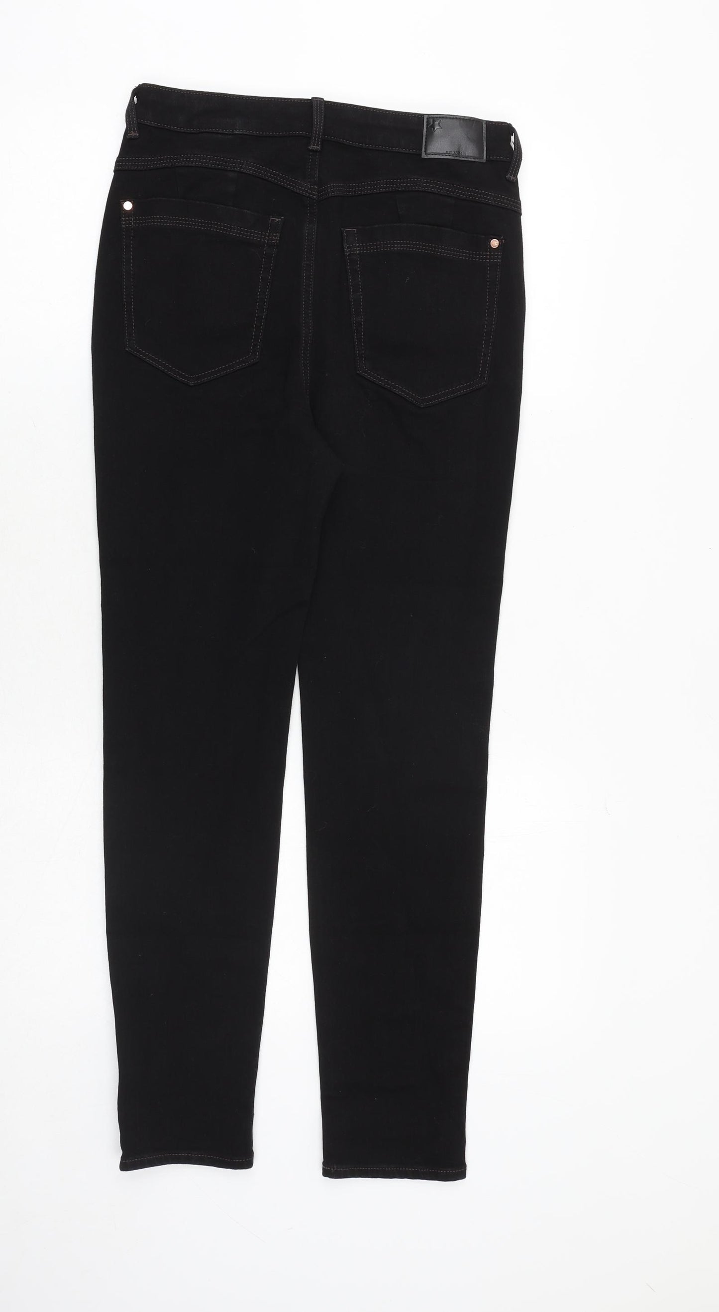 Marks and Spencer Womens Black Cotton Skinny Jeans Size 10 Regular Zip