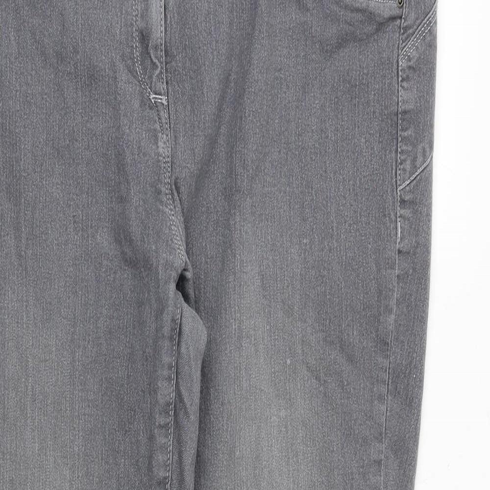 NEXT Womens Grey Cotton Skinny Jeans Size 18 Regular Zip