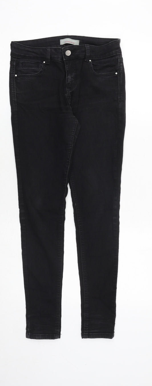 Dorothy Perkins Womens Black Cotton Skinny Jeans Size 8 Regular Zip