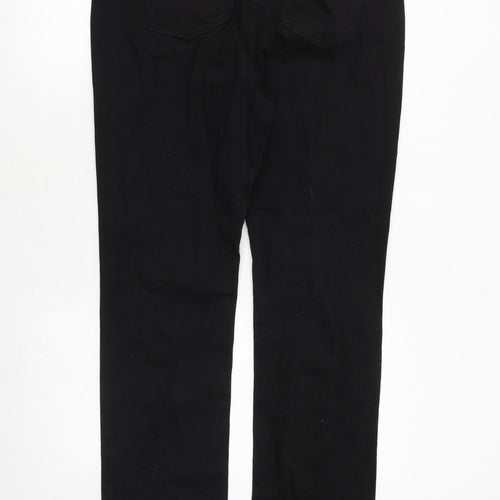Marks and Spencer Womens Black Cotton Straight Jeans Size 14 Regular Zip