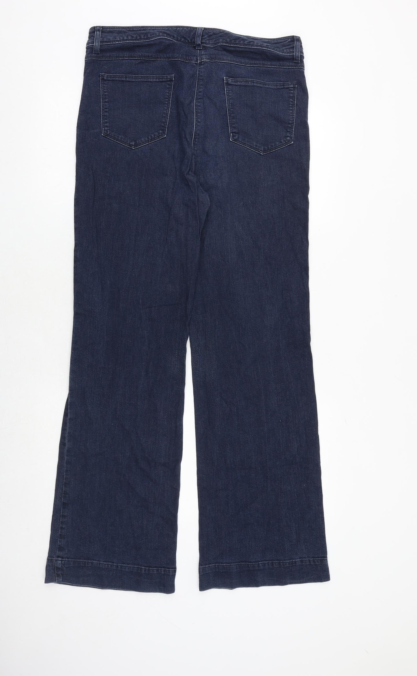 Marks and Spencer Womens Blue Cotton Bootcut Jeans Size 14 Regular Zip