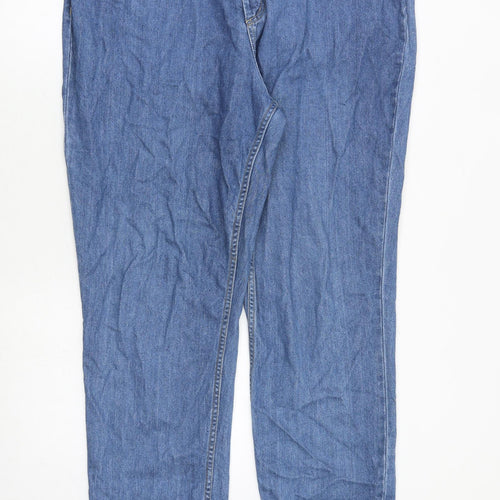 John Lewis Womens Blue Cotton Straight Jeans Size 18 Regular Zip