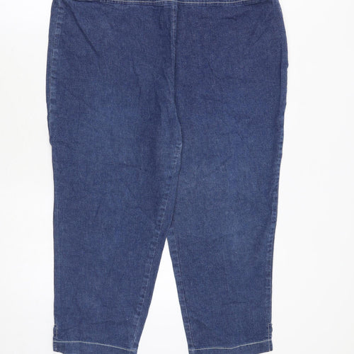 Essential Womens Blue Cotton Straight Jeans Size 18 Regular Zip