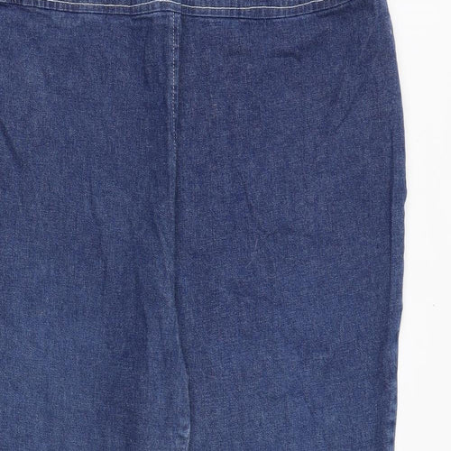 Essential Womens Blue Cotton Straight Jeans Size 18 Regular Zip
