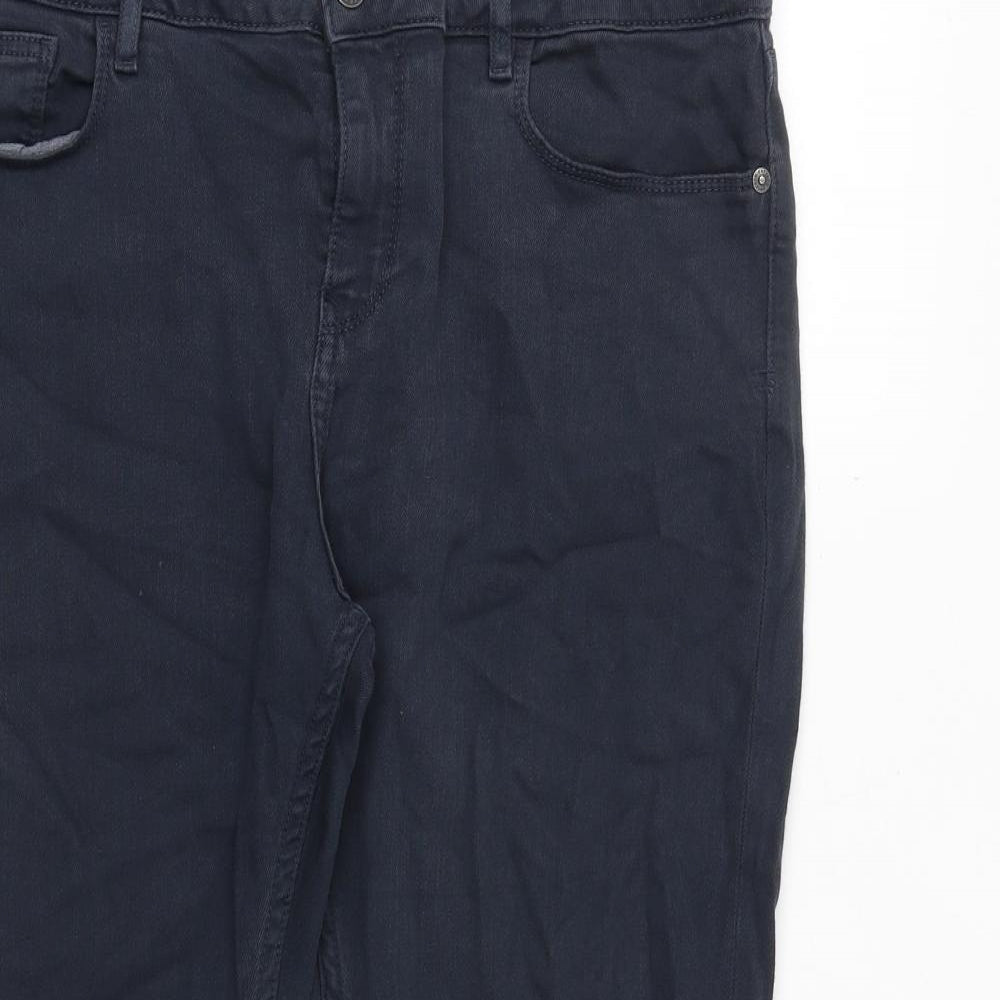 Fat Face Womens Blue Cotton Straight Jeans Size 14 Regular Zip