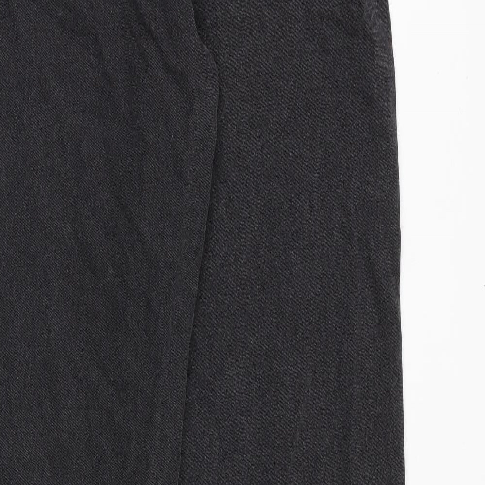 H&M Womens Black Cotton Straight Jeans Size 14 Regular Zip