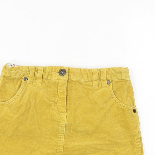 John Lewis Girls Yellow Cotton A-Line Skirt Size 10 Years Regular Zip