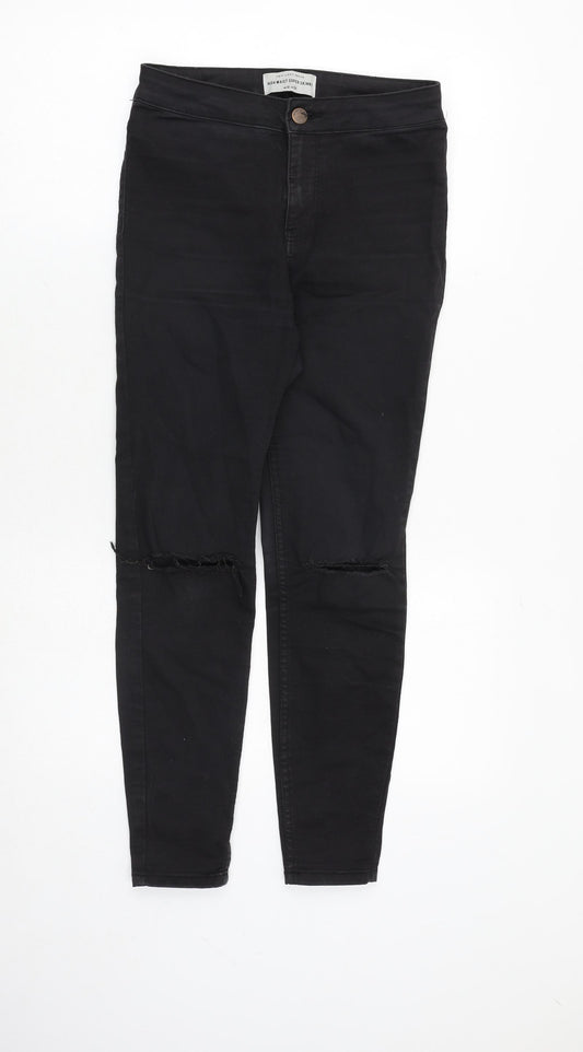 New Look Womens Black Cotton Skinny Jeans Size 10 Extra-Slim Zip