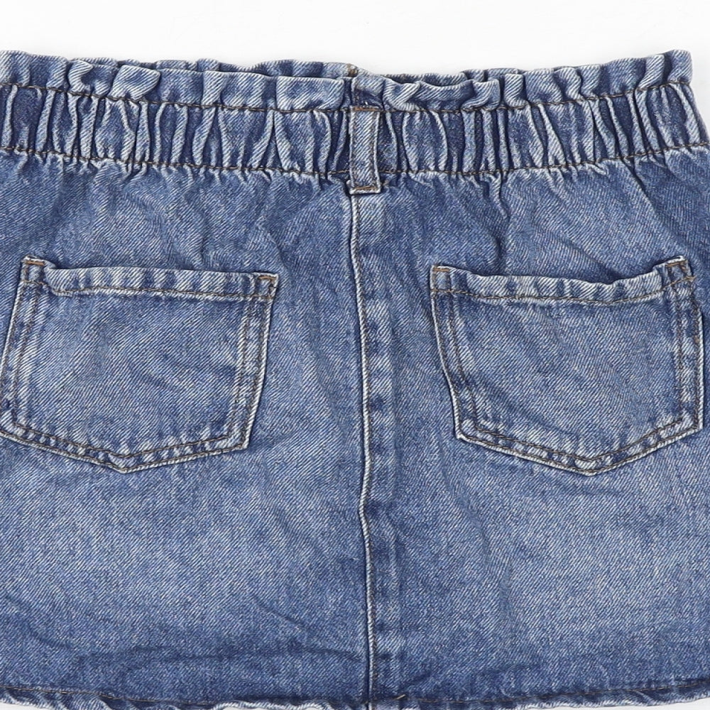 NEXT Girls Blue 100% Cotton A-Line Skirt Size 10 Years Regular Zip