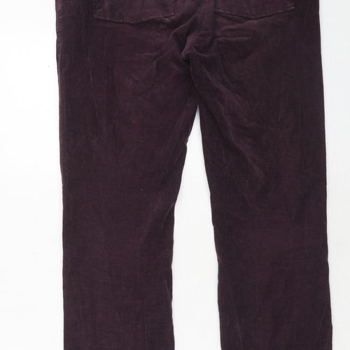 Marks and Spencer Womens Purple Cotton Trousers Size 12 Regular Zip