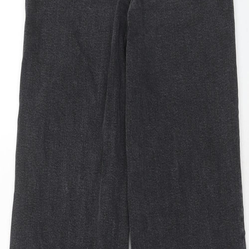 H&M Womens Black Cotton Wide-Leg Jeans Size 8 Regular Zip