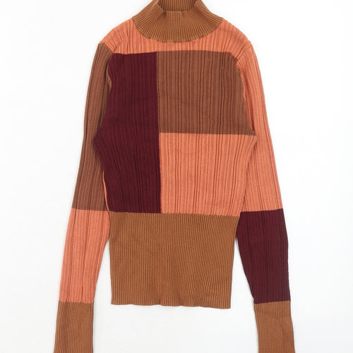 Warehouse Womens Multicoloured Mock Neck Viscose Pullover Jumper Size S - Colourblock