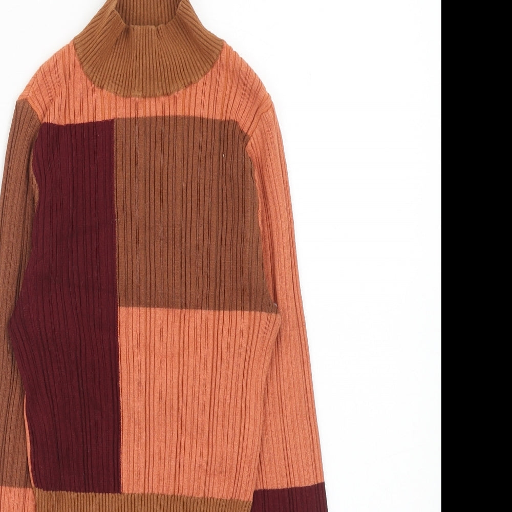 Warehouse Womens Multicoloured Mock Neck Viscose Pullover Jumper Size S - Colourblock