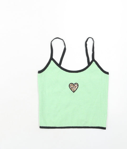 Urban Outfitters Womens Green Viscose Camisole Tank Size M Scoop Neck - Heart