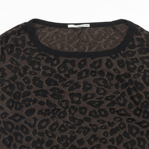 River Island Womens Brown Boat Neck Animal Print Polyester Pullover Jumper Size 16 - Leopard Pattern