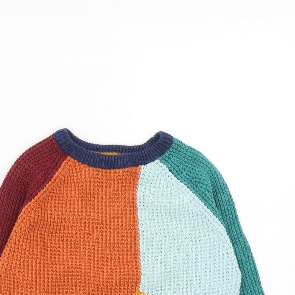 NEXT Boys Multicoloured Round Neck Colourblock Cotton Pullover Jumper Size 4-5 Years Pullover