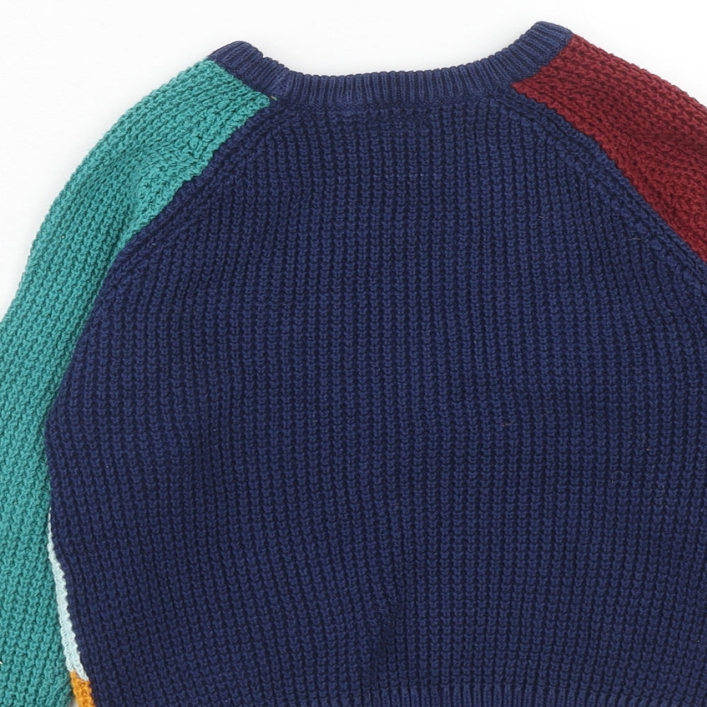 NEXT Boys Multicoloured Round Neck Colourblock Cotton Pullover Jumper Size 4-5 Years Pullover