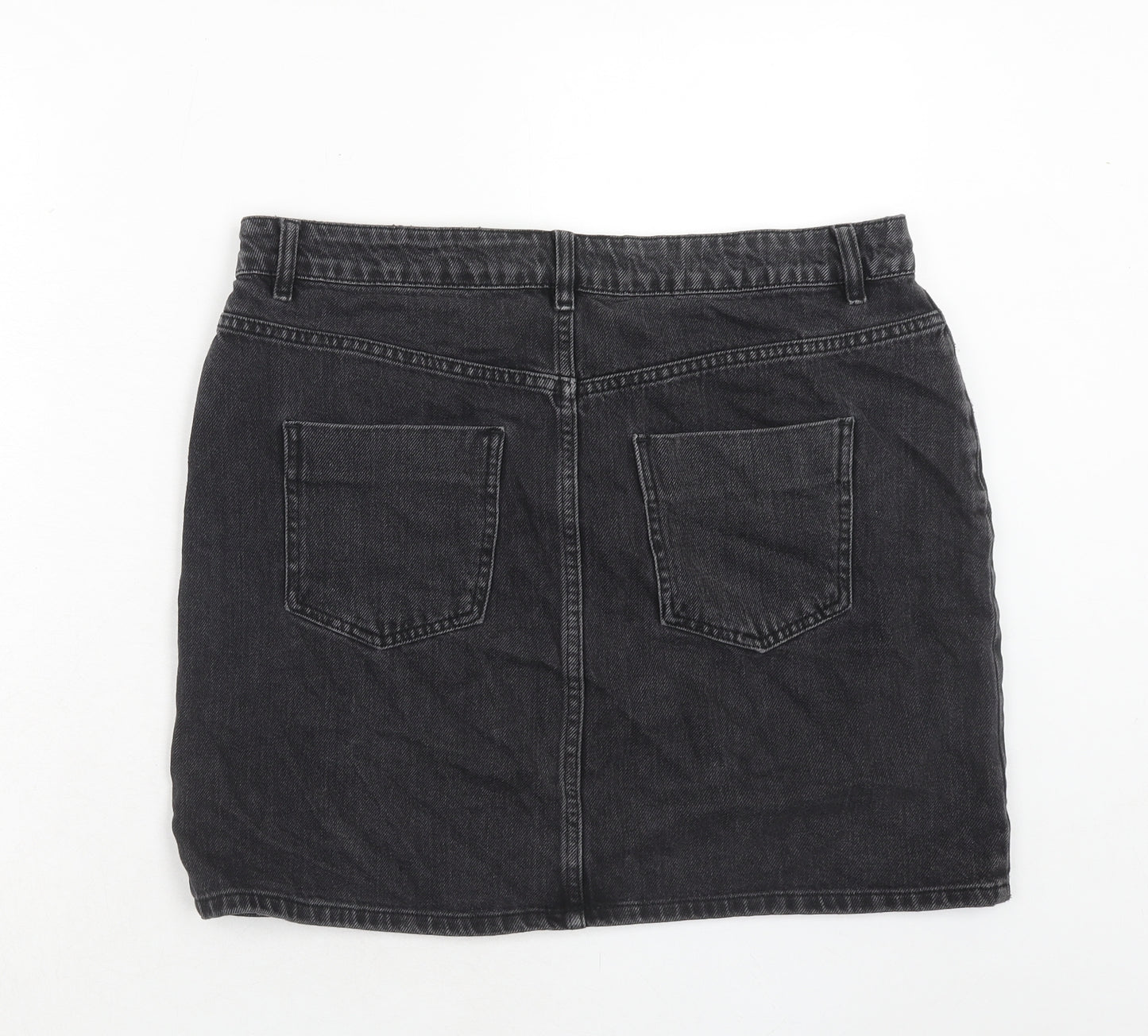 ASOS Womens Black Cotton A-Line Skirt Size 16 Zip