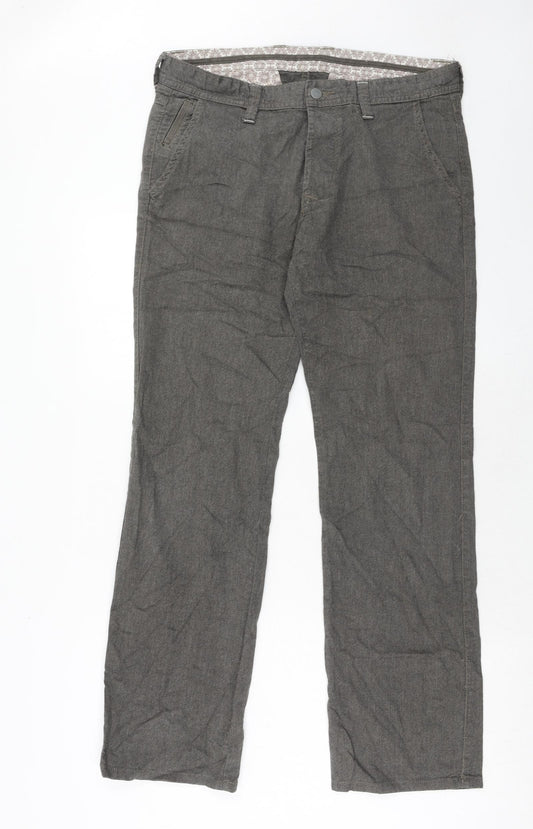 NEXT Mens Grey Cotton Trousers Size 32 in Regular Button