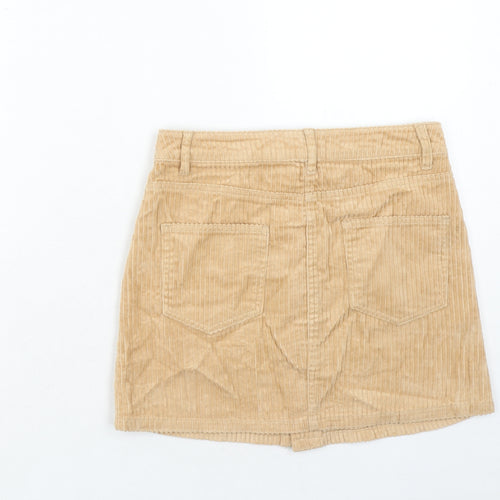 Miss Selfridge Womens Beige Cotton Mini Skirt Size 6 Button