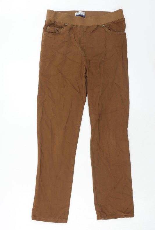 Brax Womens Brown Cotton Trousers Size 10 Slim