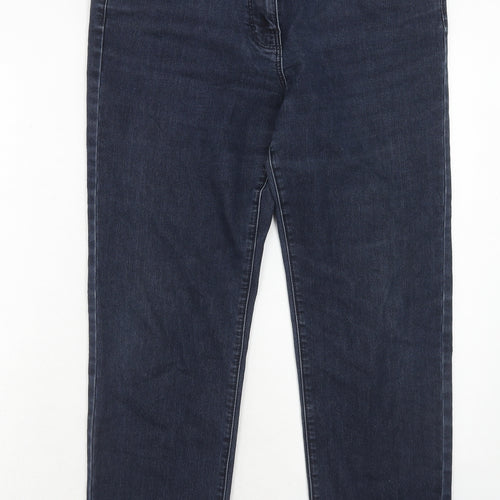 Bonmarché Womens Blue Cotton Straight Jeans Size 14 Slim Zip