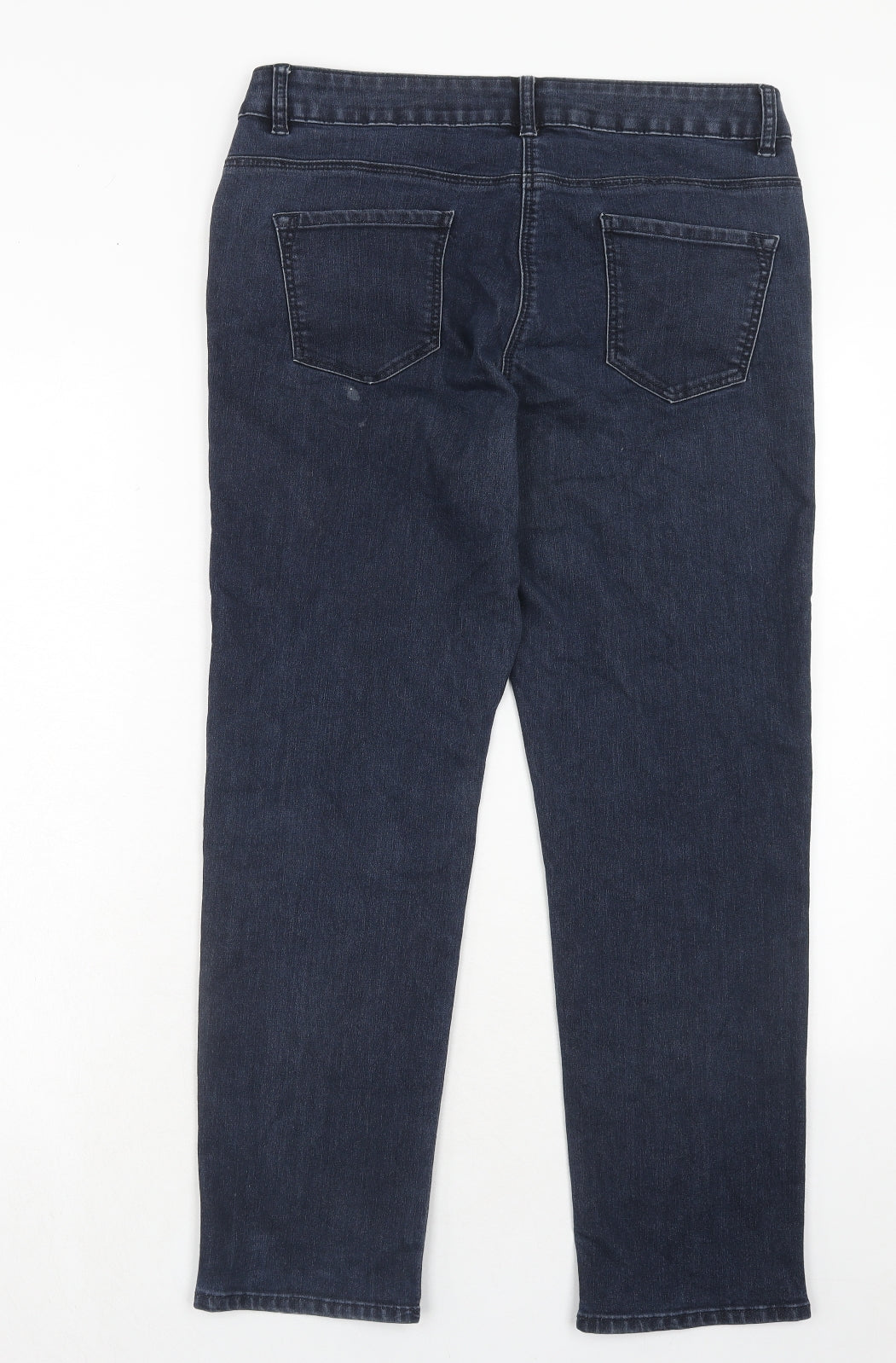 Bonmarché Womens Blue Cotton Straight Jeans Size 14 Slim Zip