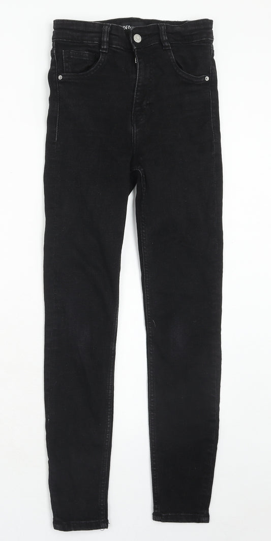 H&M Womens Black Cotton Skinny Jeans Size 8 Regular Zip