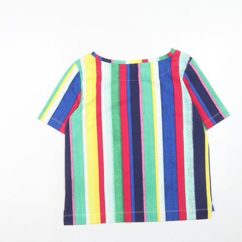 Marks and Spencer Womens Multicoloured Striped Polyester Basic Blouse Size 12 Boat Neck