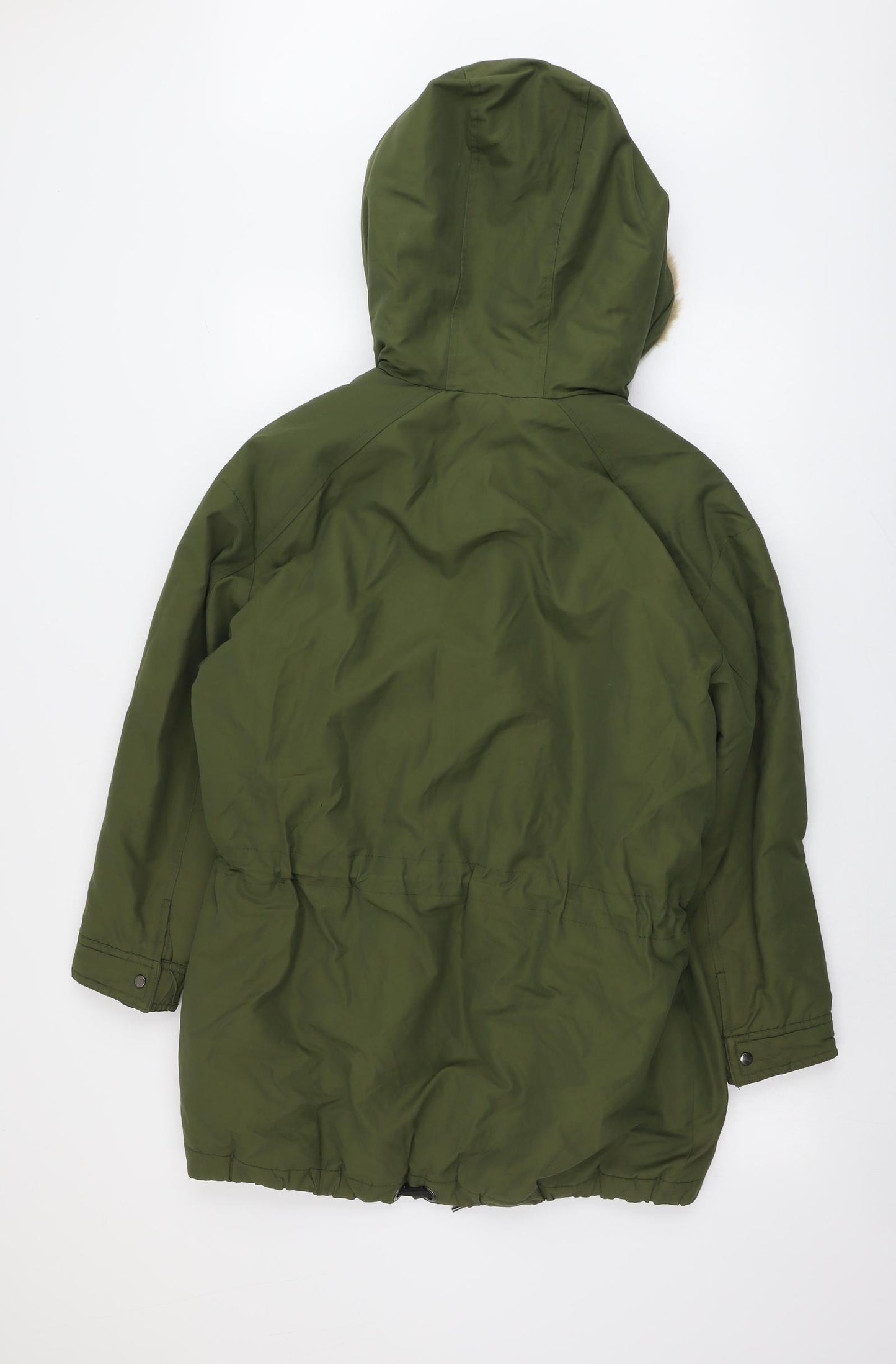 Zara Womens Green Parka Coat Size XS Zip