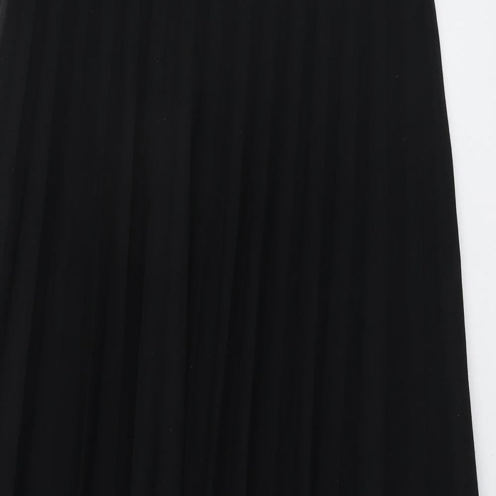 Agenda Womens Black Polyester Pleated Skirt Size 16 Zip