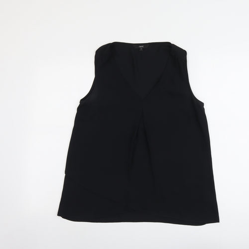NEXT Womens Black Polyester Basic Blouse Size 12 V-Neck
