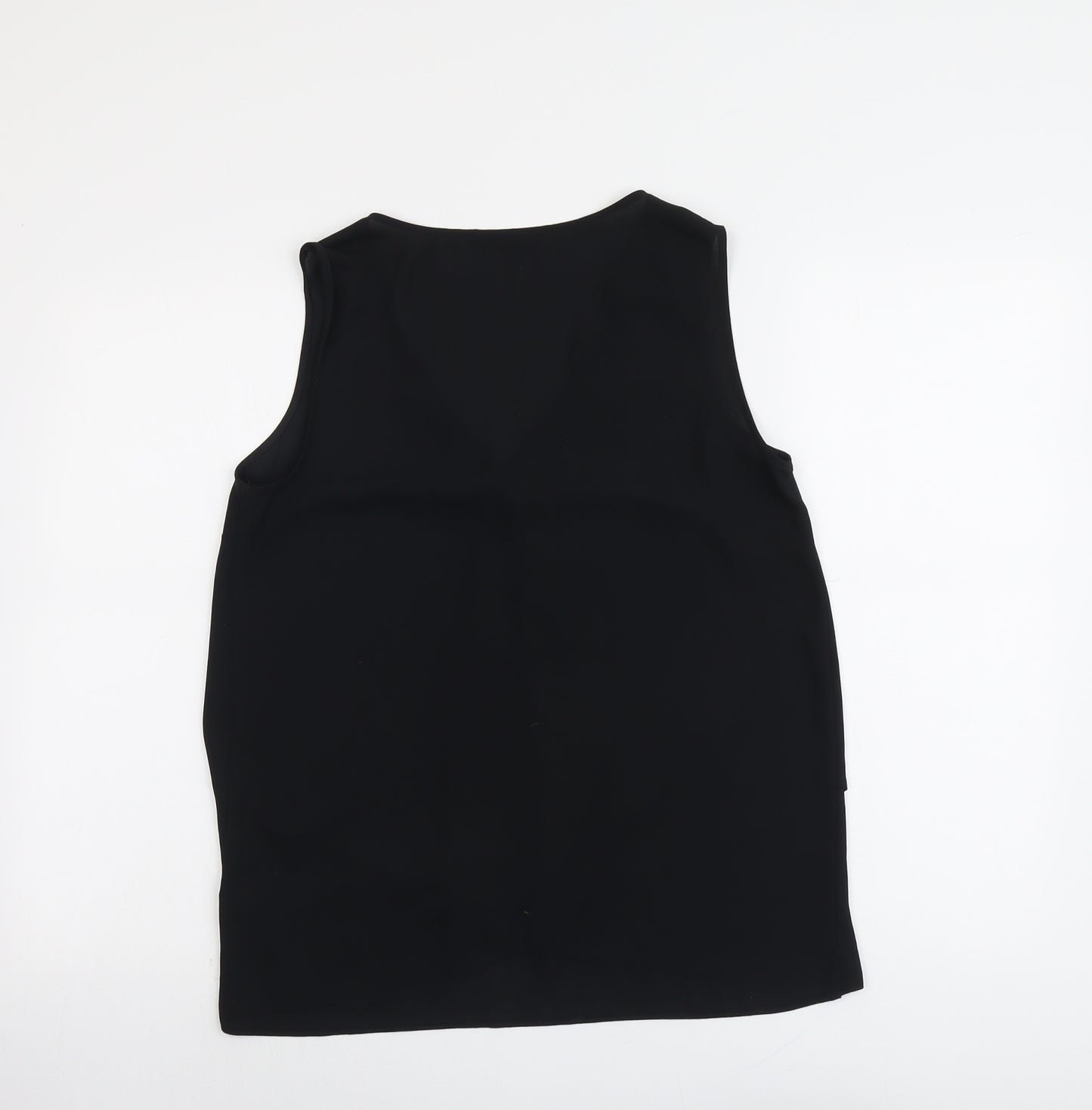 NEXT Womens Black Polyester Basic Blouse Size 12 V-Neck