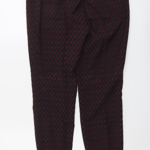Phase Eight Womens Red Geometric Polyester Trousers Size 12 L27 in Regular Button