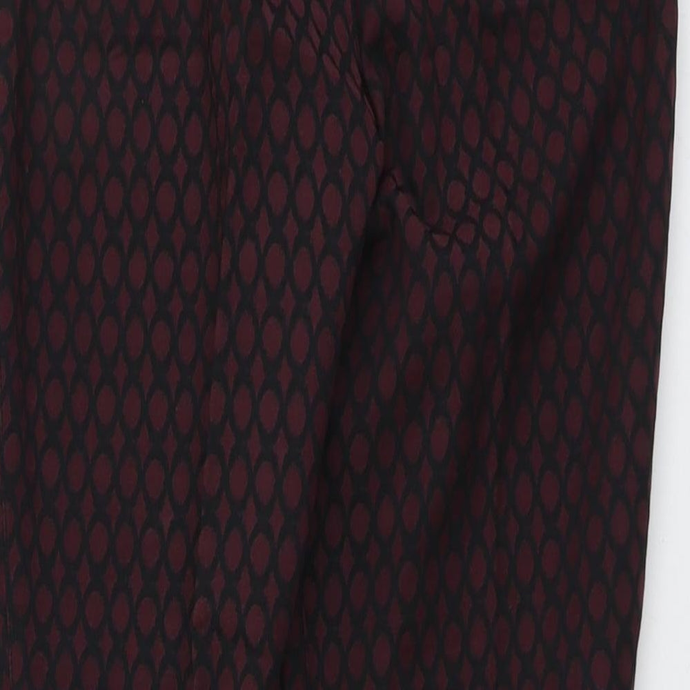 Phase Eight Womens Red Geometric Polyester Trousers Size 12 L27 in Regular Button